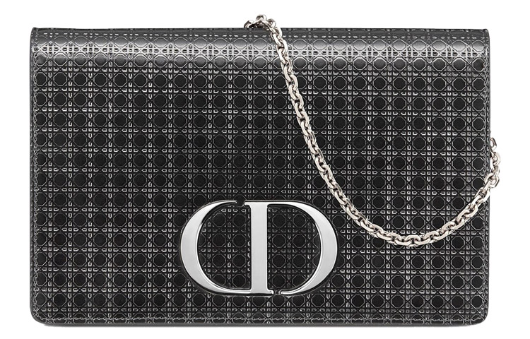 Dior 30 Montaigne Montaigne 2-in-1 Metal Chain Calf Leather Belt Bag Shoulder Bag Crossbody Bag Clutch Women's Black