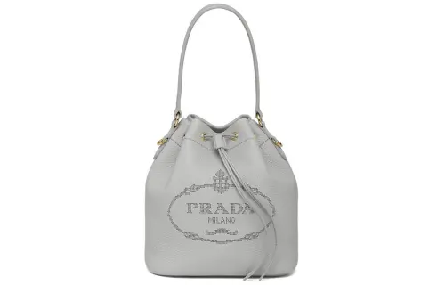 PRADA Leather Handbag Women's Gray