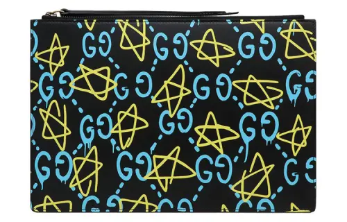 GUCCI Leather Clutch Men's Black