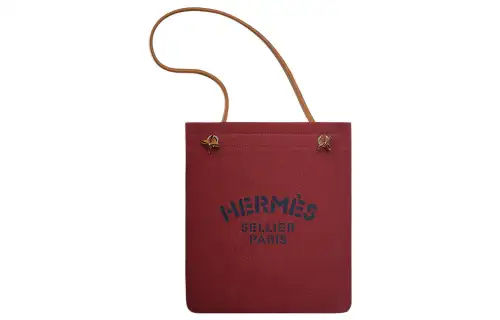 HERMES Aline Canvas With Swift Calfskin Portable Crossbody Bag, Shoulder Bag Women's 55 Hermes Red