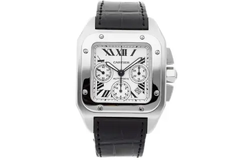 CARTIER SANTOS DE Automatic Mechanical Movement Men's Watches Watch Silver Dial Crocodile Leather Strap