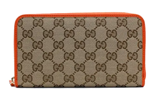 GUCCI Canvas With Leather Canvas Bag Wallet Women's Ebony/Orange