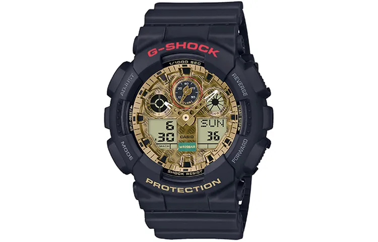 CASIO Men Liquid Crystal/Analog Dual Display Series Gold Watch GA-100TMN-1A