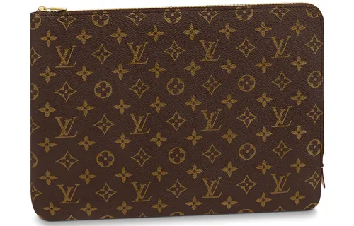 LOUIS VUITTON Etui Voyage Classic Cow Leather Clutch Medium Women's Brown
