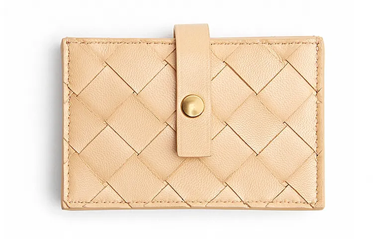 Bottega Veneta Intrecciato Sheepskin Card Holder Women's Almond