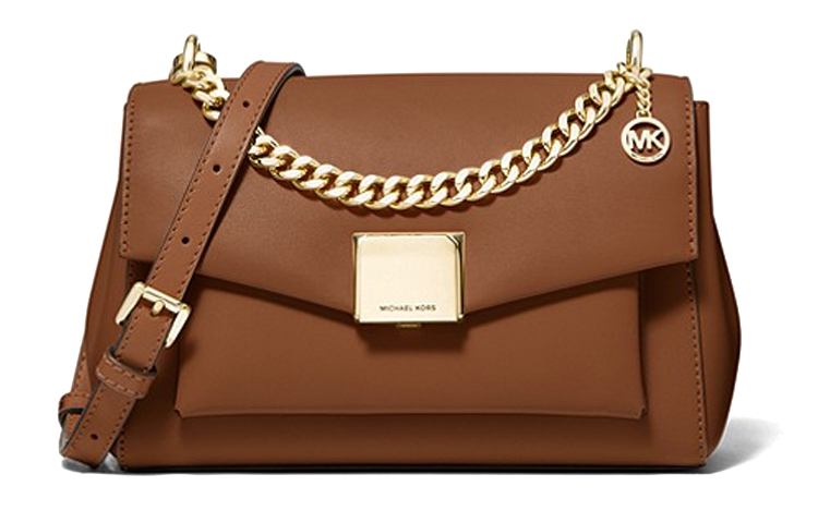 MICHAEL KORS Lita Leather Handbag, Crossbody Bag Medium Women's Brown