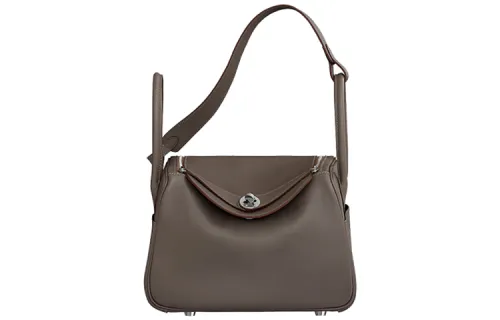 HERMES Lindy Evercolor Calfskin Handbag 26 Women's 8F Gris ÉTain Tin Gray