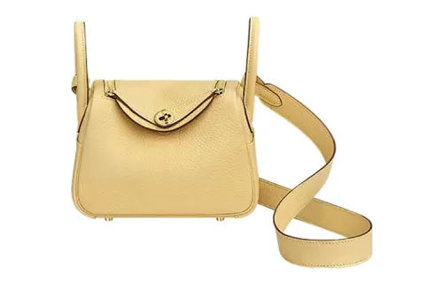 HERMES Lindy Taurillon Clemence Cow Leather Handbag 19 Women's 1Z Jaune Poussin Chick Yellow