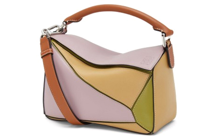 LOEWE Puzzle Calfskin Handbag, Shoulder Bag, Crossbody Bag Small Women's Light Purple & Gold