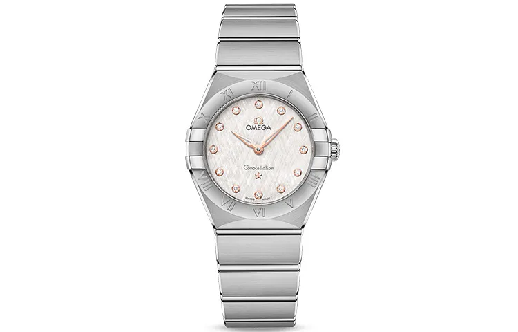 OMEGA Constellation Collection Zodiac Watch Quartz Movement 320m Waterproof Women's Watch 28mm Silver Dial