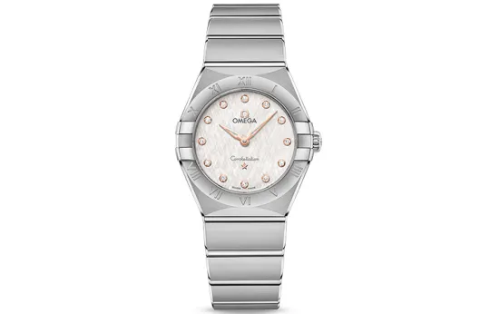 OMEGA Constellation Collection Zodiac Watch Quartz Movement 320m Waterproof Women's Watch 28mm Silver Dial