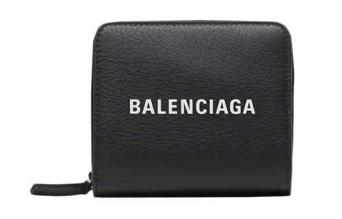 Balenciaga Bifold Cow Leather Wallet Women's Black
