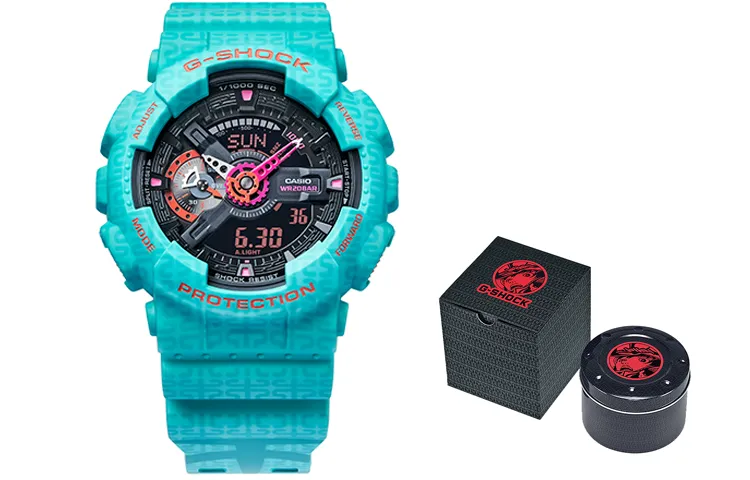 CASIO Men Liquid Crystal/Analog Dual Display Series 55mm Black Watch GA-110SGG-3A