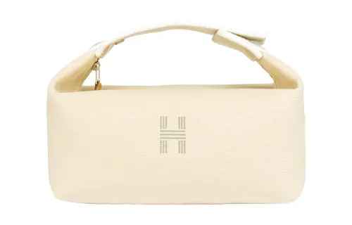 HERMES Bride a Brac Cotton Storage Bag, Toiletry Bag Small Women's 01 Blanc Pure White