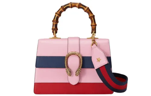 GUCCI Dionysus Leather Crossbody Handbag, Shoulder Bag Medium Women's Pink/Navy Blue/Red