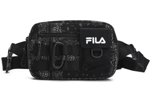 FILA FUSION Fabric Sports Urban Techwear Monogram Fanny Pack, Shoulder Bag, Crossbody Bag Regular Unisex Pitch Black