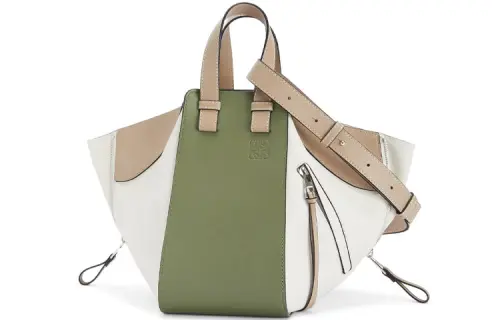 LOEWE Hammock Classic Calfskin Hammock Bag, Handbag, Shoulder Bag, Crossbody Bag Small Women's Green/Sand