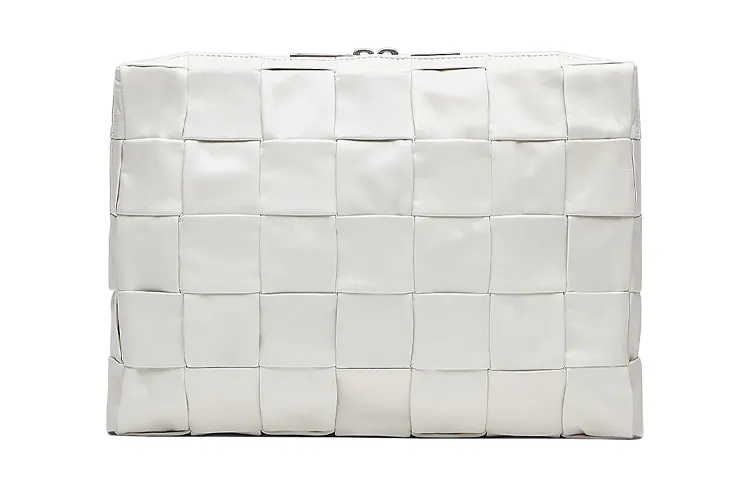 Bottega Veneta Intrecciato Cow Leather Clutch Men's White/Cloud Mist