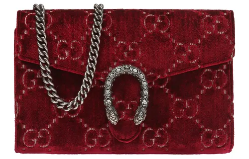 GUCCI Dionysus Velvet Chain Wallet, Crossbody Bag, Shoulder Bag Mini Women's Burgundy