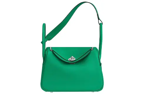 HERMES Lindy Swift Calfskin Handbag 26 Women's Mint Green & Bosphorus Green