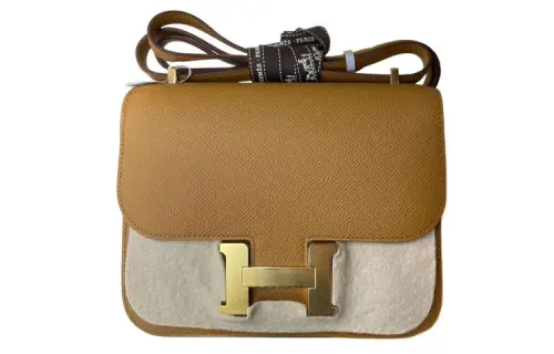 HERMES Constance Epsom Leather Shoulder Bag, Crossbody Bag 19 Women's 2S Sesame