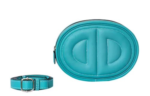 HERMES In The Loop Silver Tone Buckle Swift Leather Fanny Pack Women's Macaron Blue