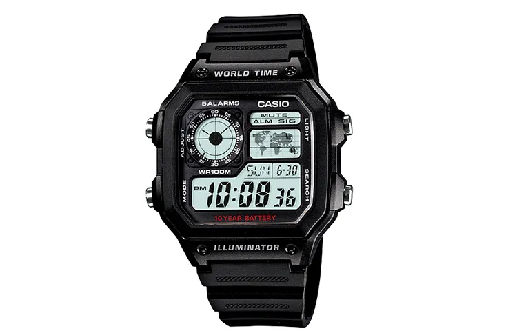 CASIO Square Digital Series Small Block Quartz Movement Resin Strap Watch Men's Watches Black Dial