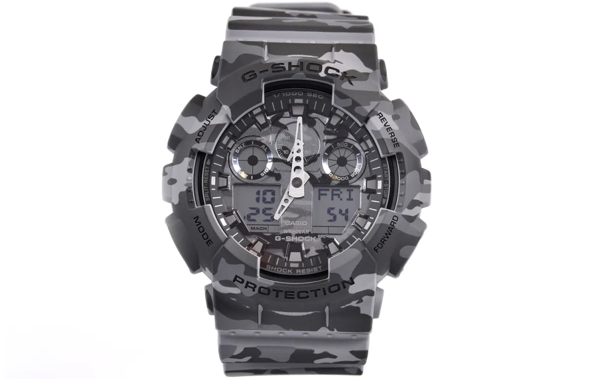CASIO Men Liquid Crystal/Analog Dual Display Series Gray Watch GA-100CM-8A