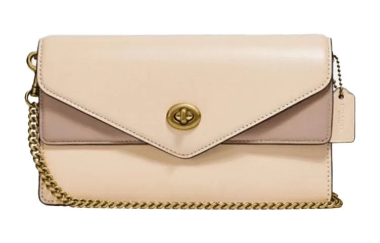 COACH Aster Leather Crossbody Bags Small Women's Beige & Dusty Pink