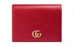GUCCI GG Marmont Leather Card Holder Women's Red