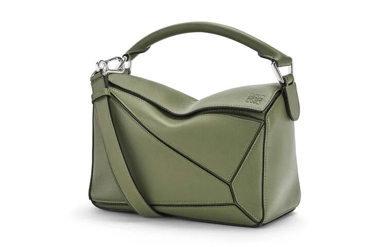LOEWE Puzzle Calfskin Geometric Bag, Puzzle Bag, One Shoulder Handbag Small Women's Avocado Green