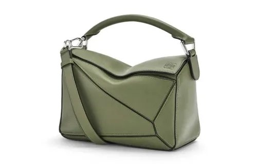 LOEWE Puzzle Calfskin Geometric Bag, Puzzle Bag, One Shoulder Handbag Small Women's Avocado Green