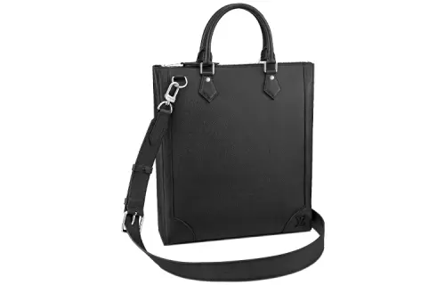 LOUIS VUITTON Embossed Cow Leather Handbag Regular Men's Black