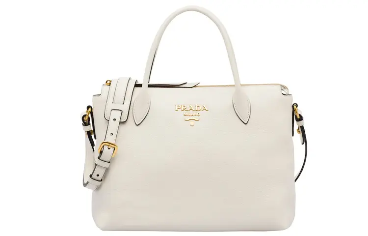 PRADA Calfskin Handbag, Shoulder Bag, Crossbody Bag Women's White
