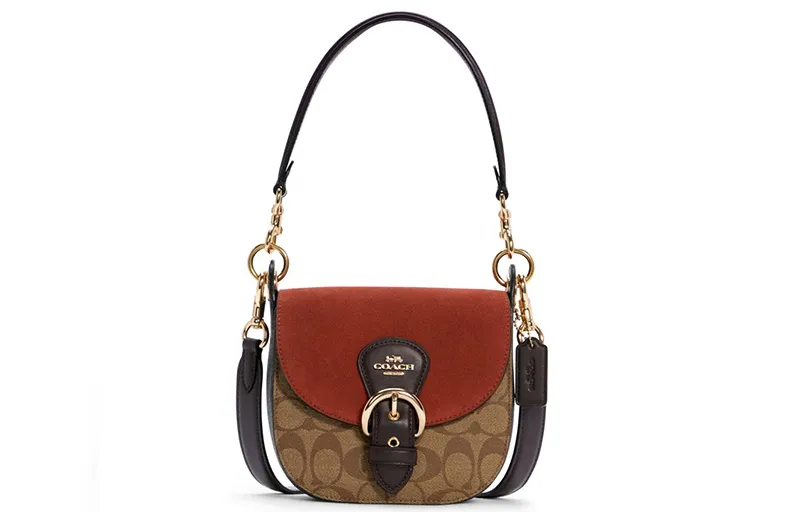 COACH Kleo Leather Saddle Bag, Handbag, Crossbody Bag Shoulder Bags Small Women's Rusty
