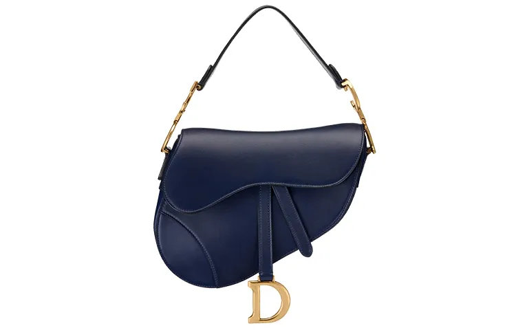 DIOR Saddle Calfskin Saddle Bag, Shoulder Bag, Handbag Women's Indigo