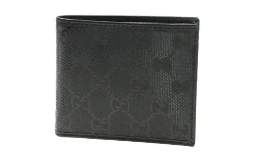 GUCCI Nylon With Leather Wallet Men's Black