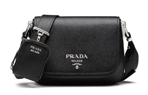 PRADA Saffiano Leather Shoulder Bag, Crossbody Bag Women's Black