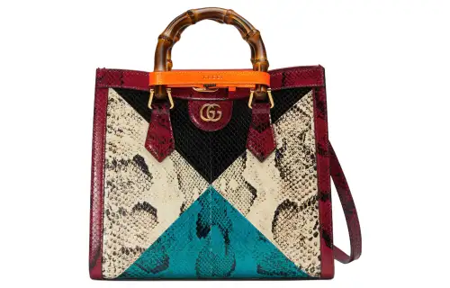 GUCCI Diana Snake Skin Handbag Small Women's Multicolor