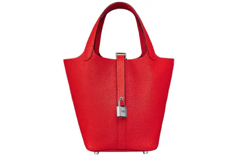 HERMES Picotin Lock Maurice Bullock Leather Basket Bag, Bucket Bag, Handbag 18 Women's S3 Rouge De Coeur Heart Red