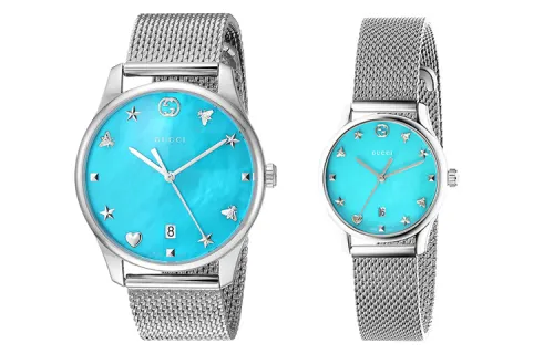 GUCCI G Timeless Collection Wrist Watches Quartz Movement Stainless Steel Strap Blue Dial Unisex