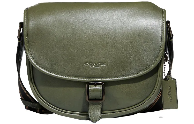 COACH Hitch Calfskin Shoulder Bag, Crossbody Bag Medium Women's Cameo Brown Green