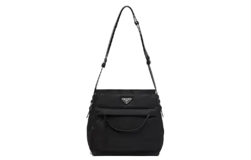 PRADA Fabric With Leather Shoulder Bag, Crossbody Bag Women's Black