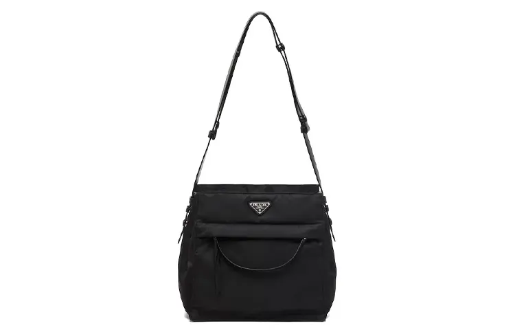 PRADA Fabric With Leather Shoulder Bag, Crossbody Bag Women's Black