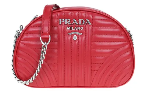 PRADA Leather Shoulder Bag, Crossbody Bag Women's Red