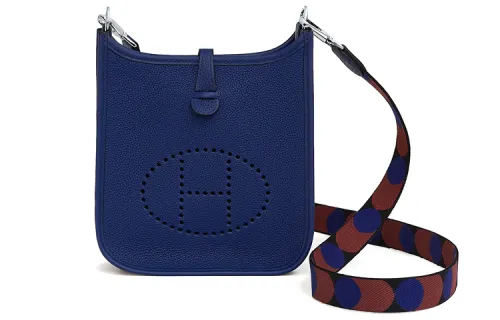 HERMES Evelyne Maurice Bullock Leather Crossbody Bag, Shoulder Bag 16 Women's Sapphire Blue/Black
