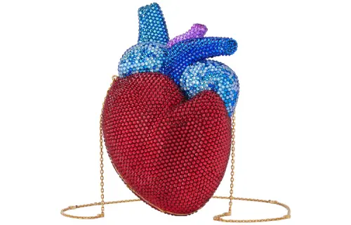 GUCCI Broadway Enamel Metal Plated Glass Beads Heart Bag, Handheld Shoulder Bag, Crossbody Bag Women's Red/Blue