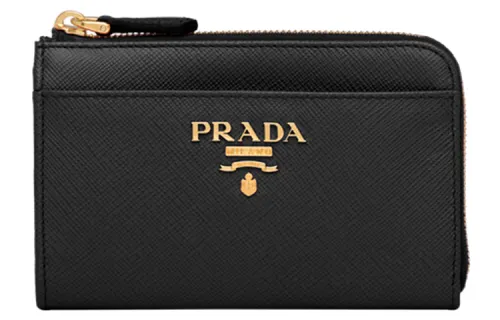 PRADA Saffiano Leather Key Pouch Unisex Black