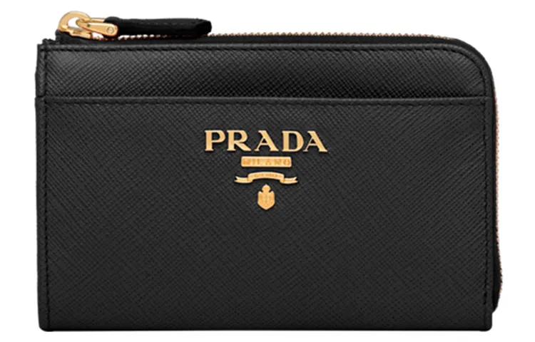 PRADA Saffiano Leather Key Pouch Unisex Black