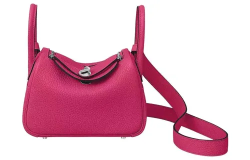HERMES Lindy Taurillon Clemence Cow Leather Handbag 19 Women's 90 Framboise Raspberry